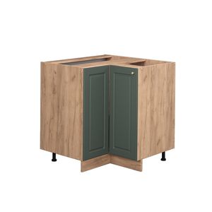 Vicco Eckschrank Fame-Line, 80.5 cm ohne Arbeitsplatte, Grün-Gold Landhaus/Goldkraft Eiche