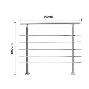 VINGO schodiskové zábradlie zábradlie z nerezovej ocele 100 cm 5 priečnych vzpier Ø 42 mm pre vnútorné a vonkajšie záhradné schodisko