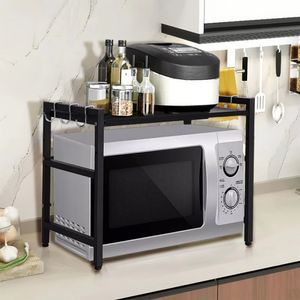 Mikrowellenhalter Ausziehbar Küchenregal Mikrowelle Regale Rack Organizer (40-64)x45x36.5cm Schwarz
