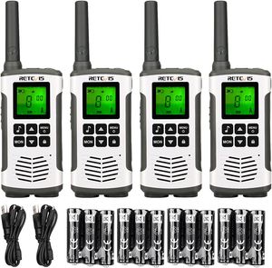 Retevis RT45 Vysílačka, dobíjecí USB bez licence, 16 kanálů, svítilna VOX PMR446 Vysílačka pro rodinnou záchrannou službu (4er)