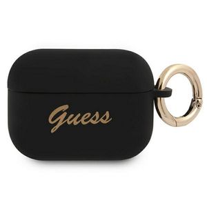 Guess GUAPSSSK Puzdro Vintage Script pre Apple AirPods Pro, čierne/silikónové