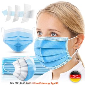 50-1000x Schutzmaske Medizinische Einweg Mundschutz OP Maske Atemschutz Typ IIR, Stückzahl:200 Stück
