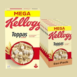Kellogg's Toppas (6 x 700 g) – knusprige Vollkorn-Cerealien – reich an Ballaststoffen – natürlicher Genuss ohne künstliche Farb- und Aromastoffe