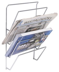 Zeitungsablage, zur Wandmontage, verchromt, mit vier Ablagen, 26 cm x 45 cm
