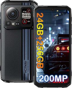 HOTWAV Cyber 15 Outdoor Smartphone, 12GB+256GB Android 13 Outdoor Handy Ohne Vertrag, 6.6”FHD+ 120Hz, 200MP Nachtsicht,  IP68/NFC/GPS/OTG - Schwarz