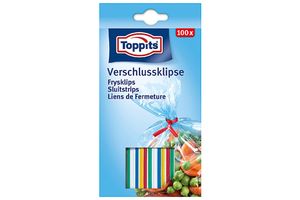 Toppits 100798 Verschluss-Clips, je 8 cm lang, mehrfarbig (100er Pack)