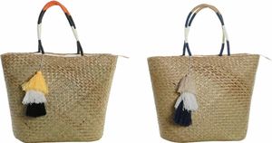 Plážová taška DKD Home Decor Orange natural navy blue fibre 49 x 18 x 37 cm (2 ks)