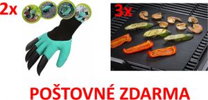 SADA 3x teflonová grilovací podložka + 2x rukavice s drápy + POŠTOVNÉ