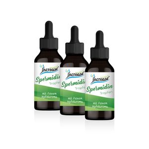Liposomale Spermidin Tropfen 3er Pack hochdosiert - 200mg Spermidin pro Tagesdosis (18.000mg Spermidin in 3 Flaschen) - Keto MCT Öl C8 & C10 - Apfel