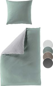 liebling - Renforcé Bettwäsche, lind grün, 1 x Bettbezug 135 x 200 cm + 1 x Kissenbezug 40 x 80 aus 100% seidig weicher Baumwolle