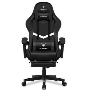 LUCKRACER Gaming-Stuhl Gaming Chair Bürostuhl Ergonomisch mit Lendenkissen Kopfkissen, Höhenverstellbarer Gamer Stuhl 150kg Belastbar, Fußstütze schwarz