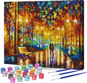 Rubye® Malen nach Zahlen Erwachsene und Kinder [Romantischer Park] - DIY Ölgemälde Leindwand Set - Inklusive Pinsel, Staffelei und Farben - 40 cm x 50 cm [Ohne Rahmen]