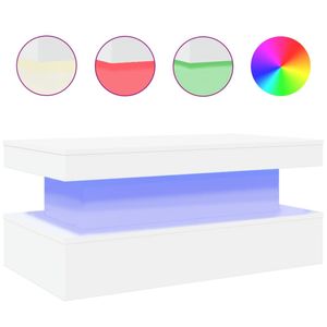 vidaXL Couchtisch mit LED-Leuchten Weiß 90x50x40 cm