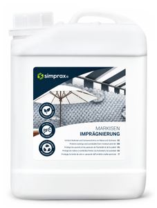 simprax® Markisen Imprägnierung – Langzeit-Imprägniermittel für Markisen, Sonnenschirme und Sonnensegel – UV-stabil – 2,5L Kanister