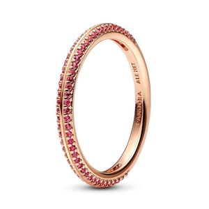 Pandora Me 189679C02 Pavé-Ring Damen Styling Rubin Rot 14k Rosé Vergoldet Gr. 50