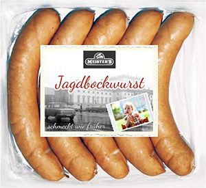 Jagdbockwurst | Meister´s Bockwurst knutscht Jagdwurst | traditionelles Würstchen geräuchert | Wurst im Naturdarm |  | 5 x 100g