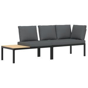 vidaXL 2-tlg. Garten-Sofagarnitur mit Kissen Schwarz Aluminium