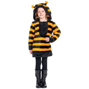 Mottoland 116312 - Biene, Kinder Kostüm Gr. 104 - 140 Plüsch Kapuzenkleid : 128 Größe: 128