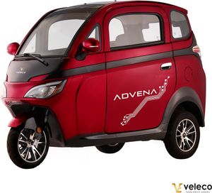 VELECO ADVENA Kabinenroller - 1500 W - Elektromoped - 45 km/h - 2-Sitzer - LED Beleuchtung - Kabinenmoped - E-Fahrzeug (Rot)