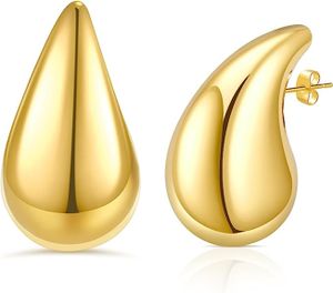 18k Dupes Ohrringe(Gold,31*18mm)Hypoallergene Ohrringe Damen Ohrringe Dupes Earrings für Frau,Creolen Vergoldete Ohrringe,Modeschmuck beste Geschenke für Frauen