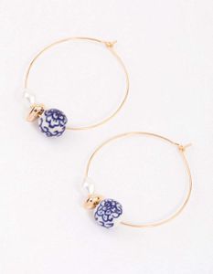 Lovisa - Blaue Perlen & Keramik Perlenohrringe