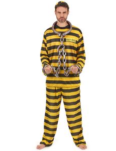 Sträfling Kostüm Gefangener schwarz-gelb
