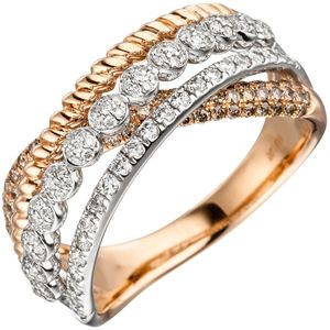 JOBO Damen Ring 58mm 585 Gold Rotgold 181 Diamanten Brillanten Rotgoldring Diamantring