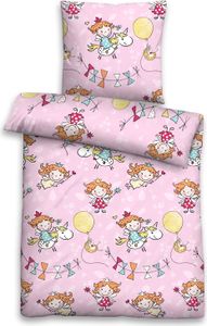 biberna Feinbiber-Bettwäsche EINHORN rose 1x 100x135 cm + 1x 40x60 cm