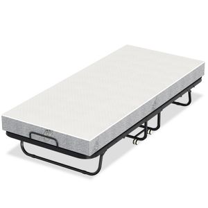 Jopassy 90x200cm skladacia posteľ pre hostí Skladacia posteľ s matracom do 150 kg, na kolieskach Prenosný dizajn