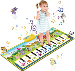 Kinder Klaviermatte, Baby Musikmatte Spielzeug ab 1 Jahr, Musik Tanzmatte mit 10 Klaviertasten, Lernspielzeug Geschenke für Jungen Mädchen Kleinkinder (100 x 36 cm)