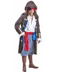 Piraten Kostüm "Jack" für Herren | Brauner Gehrock und Hut Größe: 56