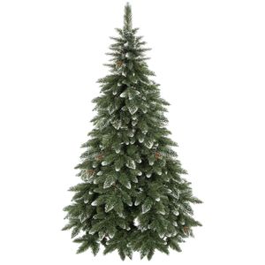 Künstlicher Weihnachtsbaum Premium 150 cm Diamantkiefer mit Kunstschnee und echten Zapfen Winter-Optik Tannenbaum