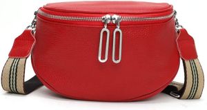 Rot Crossbody Bag Damen Breiter Gurt Leder Brusttasche Damen Umhängetasche Damen Bauchtasche Damen Stylisch Elegant Handtasche