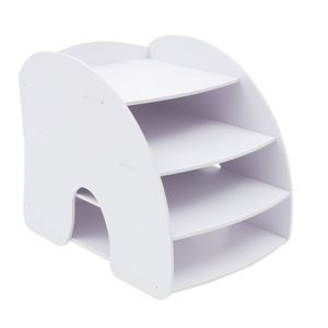 4-stufiger Schreibtisch Organizer Stiftehalter Sortieraufbewahrung A4 Dokumentenablage Dokumentenhalter (weiß) für Büro