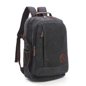 Herren Rucksack aus Canvas Rucksack outdoor Reise Daypack Atmungsaktiv Schultasche (Farbe: Schwarz)