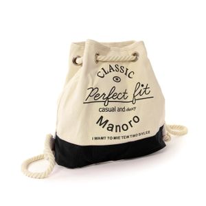 Manoro Canvas Rucksack Tasche Damen Handtasche Beuteltasche weiß schwarz 29x12x31 inklusive Feenanhänger D2OTK216S