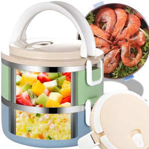 2 Tier Edelstahl Thermo Lunchpot Isoliert Bento Box Lunchbox Isolierter Tragbare Picknick Essen Wärmer Behälter 6-8 Stunden Heiß 12 Stunden Kalt Retoo