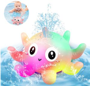 Badewannenspielzeug, Baby Badespielzeug mit Licht Oktopus Badewanne Spray Wasser Spielzeug,Wasserspielzeug Automatische Induktion Geschenke für Baby Kinder - Rosa
