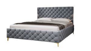 FURMEB24 - FIANO 120 x 200 cm - Postel Boxspring s podnožkou včetně matrace Belluci Classic - Čalouněná postel s dřevěným rámem - Manželská postel s vysokým podhlavníkem - Čalouněná - Amor Velvet - Tmavě šedá