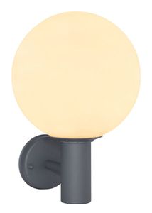 Globo Lighting Außenleuchte Edelstahl, Aluminium anthrazit, Glas opal, weiß, Richtung Lichtschein: aufwärts, IP44, ø: 250mm, H: 370mm, AL: 265mm, exkl. 1x E27 LED 15W 230V