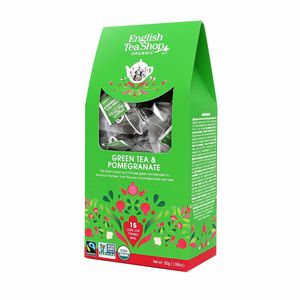 ETS - Grüner Tee Granatapfel, BIO, Fairtrade, 15 Pyramiden-Beutel in Papierbox
