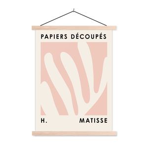MuchoWow® Textilposter Matisse - Rosa - Pastell - Abstrakt 120x160 cm mit holzfarbenen Rahmen - Plakatkarton