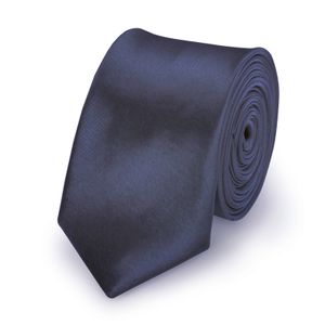 Krawatte Dunkelblau slim aus Polyester einfarbig uni schmale 5 cm