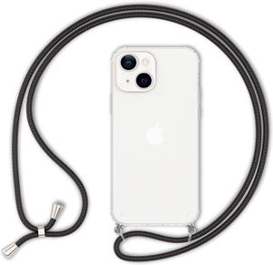 Handyhülle mit Band für iPhone 12 Mini (5,4") Transparent Hülle mit Schwarz Handykette Umhängen Case