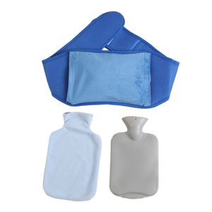 3-teiliges Set Wärmflasche mit Weichem Taillenbezug, 1L Wärmflaschengürtel, Wärmbeutelbezug, Winterwarme Wärmflasche, Blau
