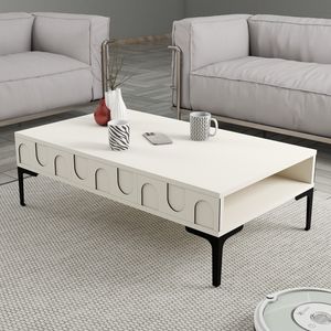 Skye Decor, Lyon 32 - Cream, Black, Couchtisch, Creme, 100 % MELAMINBESCHICHTETE SPANPLATTEN, 105 x 60 x 32,6 cm