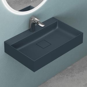 Mai & Mai Waschbecken matt Anthrazit Aufsatzwaschbecken Hänge-Waschtisch inkl. Ablaufgarnitur Rechteckig Waschplatz Breite: 60cm Colossum630
