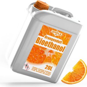 Bioethanol 96,6% 20L |Alkohol Orangeduft 96,6% 20L | Bioethanol für Kamin, Tischkamin, Bioethanol Kamin | Bioethanol Orangeduft | Saubere Verbrennung, ohne Rauch, lebendige und stabile Flamme