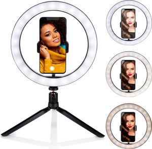 Grundig Selfie Ringlicht auf Stativ Ringleuchte - für Smartphone - Social Media und Vlogs - LED - flexibel - 25 cm