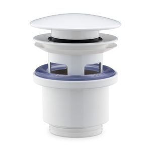 Navaris Pop-Up Ablaufventil 1 1/4 Zoll - Universal Ablaufgarnitur für Waschbecken Badewanne mit Überlauf - Abflussgarnitur mit Dichtung - Weiß